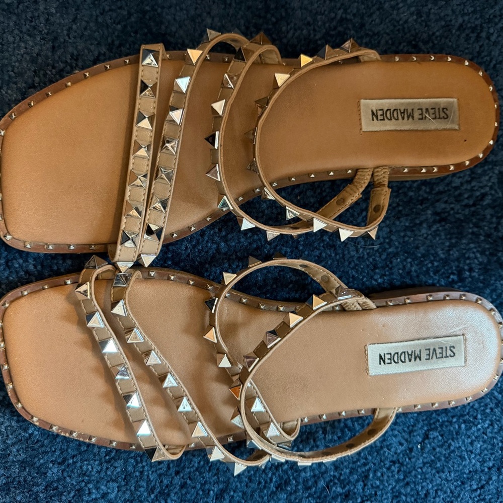 Steve Madden Brown Sandals with Silver Studs